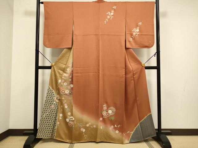 平和屋着物■訪問着 雪輪枝垂れ桜文 暈し染め 金彩 正絹 逸品 DABD2420du