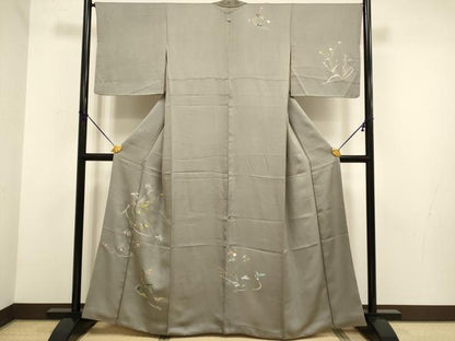 平和屋着物■訪問着 駒刺繍 草花文 正絹 逸品 DABD2422du