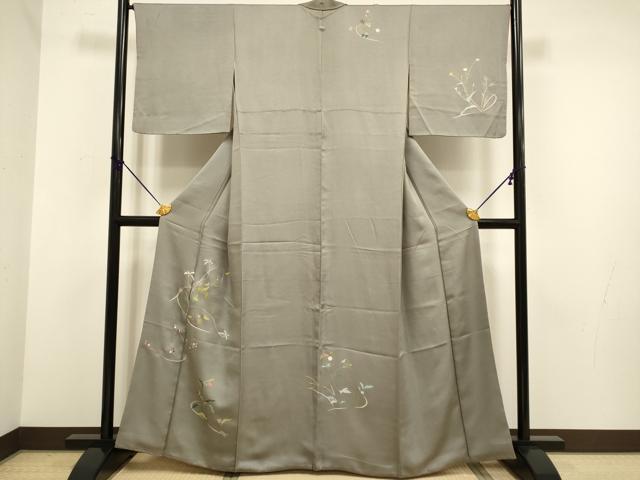 平和屋着物■訪問着 駒刺繍 草花文 正絹 逸品 DABD2422du