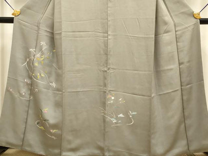 平和屋着物■訪問着 駒刺繍 草花文 正絹 逸品 DABD2422du