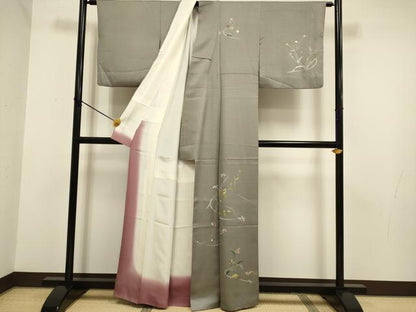 平和屋着物■訪問着 駒刺繍 草花文 正絹 逸品 DABD2422du