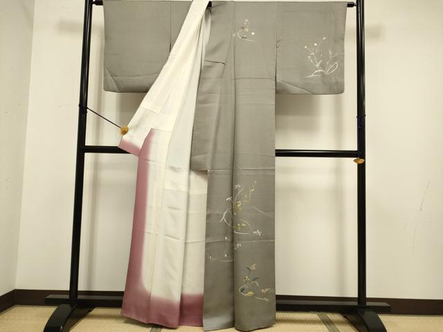 平和屋着物■訪問着 駒刺繍 草花文 正絹 逸品 DABD2422du