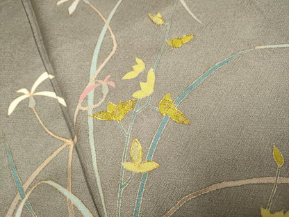 平和屋着物■訪問着 駒刺繍 草花文 正絹 逸品 DABD2422du
