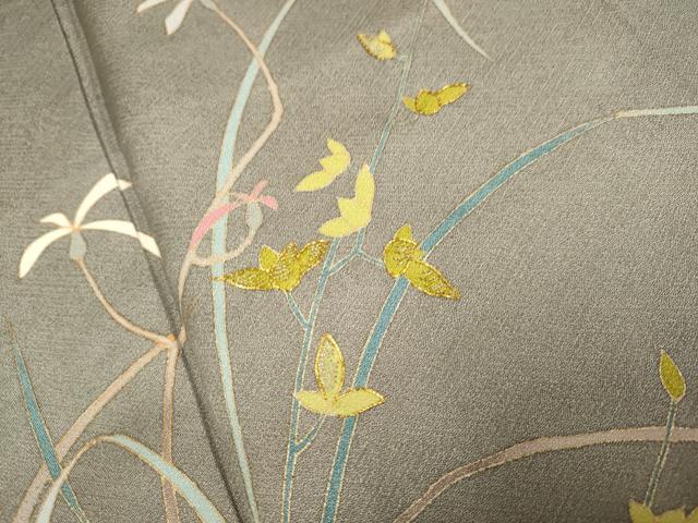 平和屋着物■訪問着 駒刺繍 草花文 正絹 逸品 DABD2422du