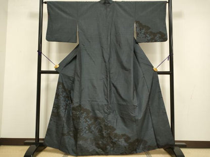 平和屋着物■訪問着　本場大島紬　9マルキ　御所車風景文　正絹　逸品　DABD2425du