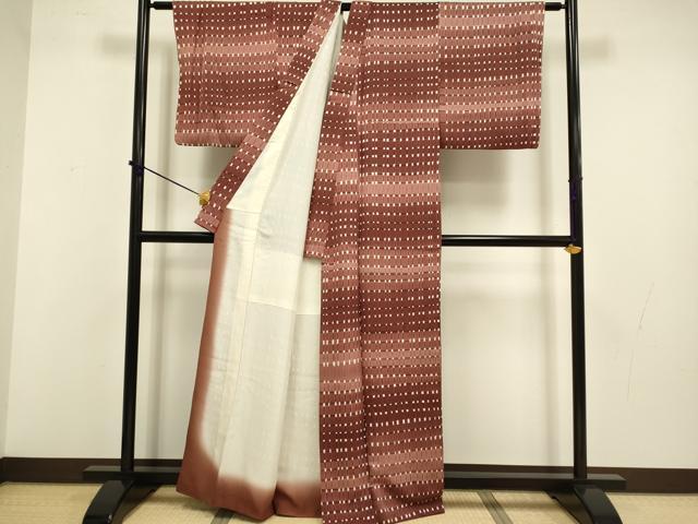 平和屋着物■上質な小紋 格子 正絹 逸品 DABD2427du
