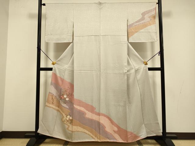平和屋着物■訪問着 絞り 刺繍 花籠文 金彩 正絹 逸品 DABD2444du