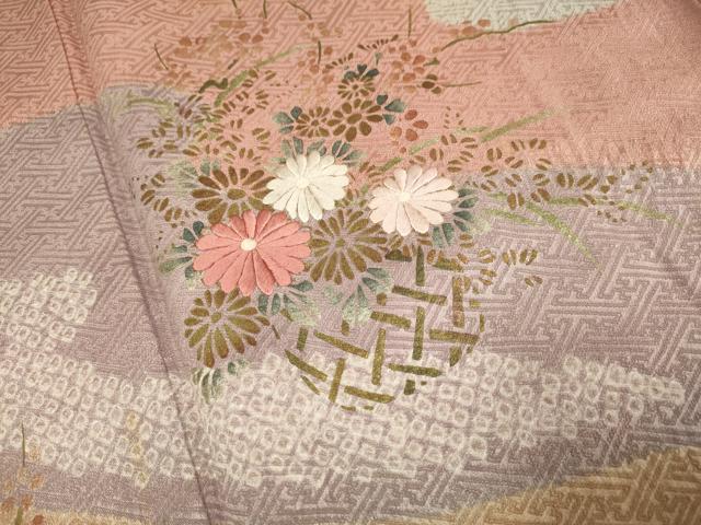 平和屋着物■訪問着 絞り 刺繍 花籠文 金彩 正絹 逸品 DABD2444du