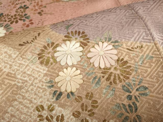 平和屋着物■訪問着 絞り 刺繍 花籠文 金彩 正絹 逸品 DABD2444du