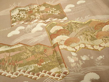 平和屋着物■豪華色留袖 駒刺繍 屏風吉祥花文 金彩 正絹 逸品 DABD2446du