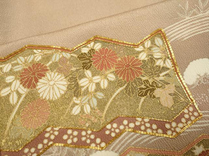 平和屋着物■豪華色留袖 駒刺繍 屏風吉祥花文 金彩 正絹 逸品 DABD2446du