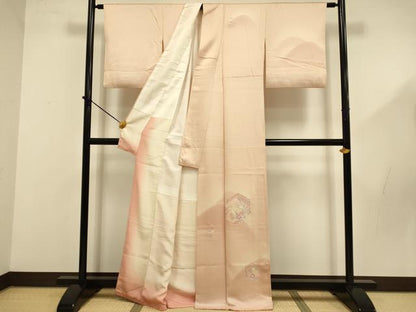 平和屋着物■訪問着 総刺繍 亀甲花文 暈し染め 正絹 逸品 DABD2474du