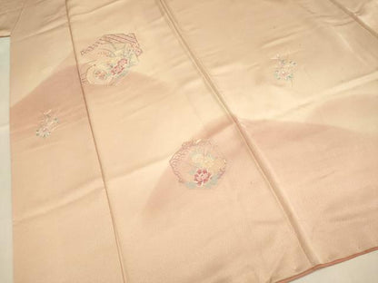 平和屋着物■訪問着 総刺繍 亀甲花文 暈し染め 正絹 逸品 DABD2474du