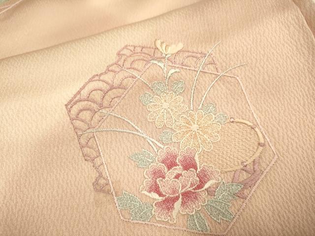 平和屋着物■訪問着 総刺繍 亀甲花文 暈し染め 正絹 逸品 DABD2474du