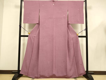 平和屋着物■上質な色無地 竜田川地紋 浅蘇芳色 正絹 逸品 DABD2475du