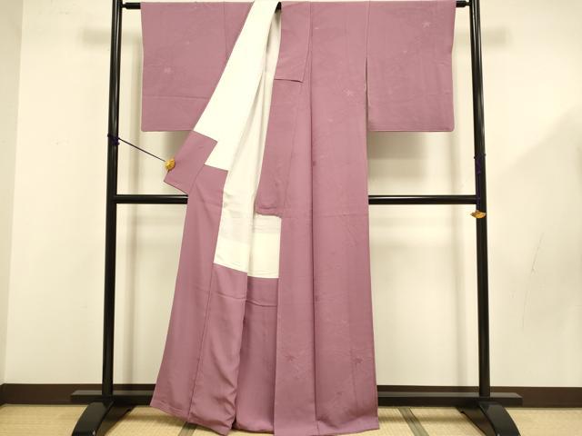 平和屋着物■上質な色無地 竜田川地紋 浅蘇芳色 正絹 逸品 DABD2475du