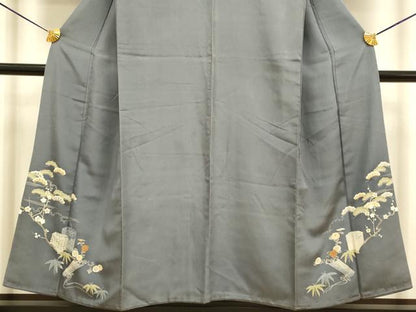 平和屋着物■中国三大刺繍 相良刺繍 色留袖 貝桶花文 金糸 正絹 逸品 DABD2477du
