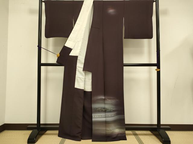 平和屋着物■訪問着 作家物 風景文 暈し染め 正絹 逸品 DABD2484du