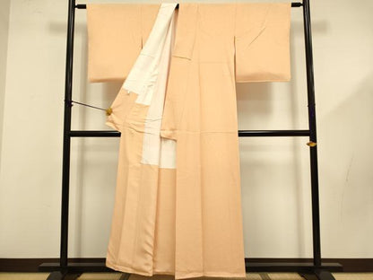 平和屋着物■上質な色無地 草花文 深支子色 近鉄百貨店扱い 正絹 逸品 DABD2492du