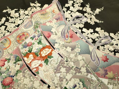 平和屋着物■豪華黒留袖　駒刺繍　几帳宝尽くし花文　銀彩　正絹　逸品　DABD2515du