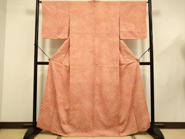 平和屋着物■上質な小紋 総絞り 立波文 正絹 逸品 DABD2517du