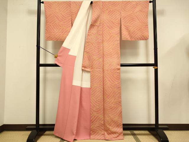 平和屋着物■上質な小紋 総絞り 立波文 正絹 逸品 DABD2517du
