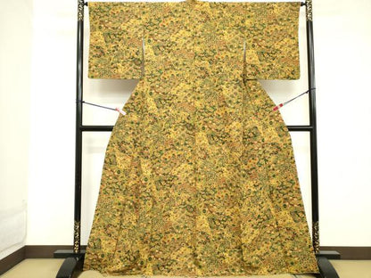 平和屋着物■上質な小紋　切嵌花文　正絹　逸品　DABD2531cd