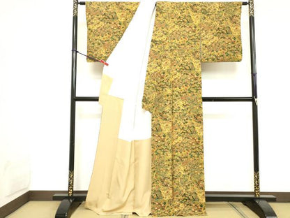 平和屋着物■上質な小紋　切嵌花文　正絹　逸品　DABD2531cd