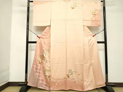 平和屋着物■訪問着　絞り　草花文　暈し染め　金彩　正絹　逸品　DABD2547cd