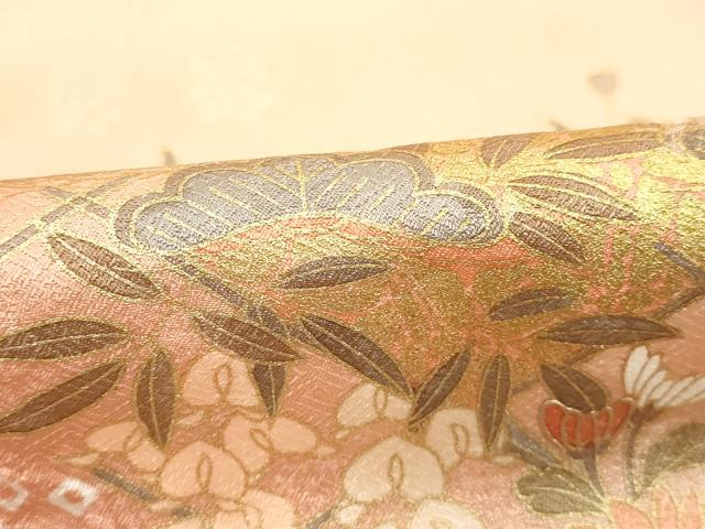 平和屋着物■訪問着　絞り　草花文　暈し染め　金彩　正絹　逸品　DABD2547cd