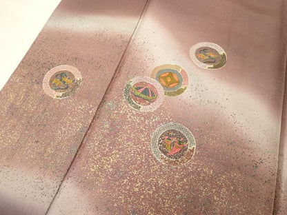 平和屋着物■中国三大刺繍 スワトウ刺繍 汕頭刺繍 総刺繍 訪問着 駒刺繍 花丸文 暈し染め 金銀彩 正絹 逸品 DABD2570cd