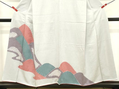 平和屋着物■訪問着 絞り 重ね山文 正絹 逸品 DABD2572cd
