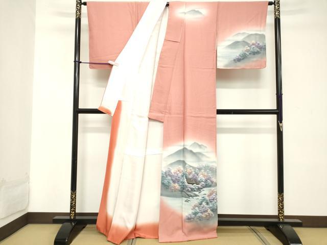 平和屋着物■訪問着 手描き 風景文 暈し染め 正絹 逸品 未使用 DABD2573cd