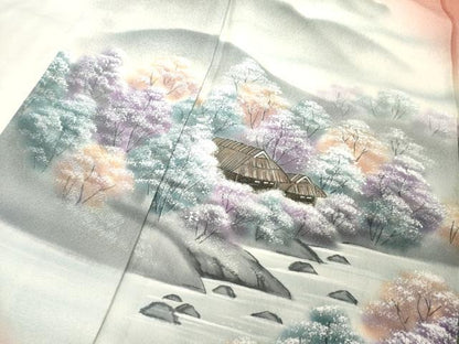 平和屋着物■訪問着 手描き 風景文 暈し染め 正絹 逸品 未使用 DABD2573cd