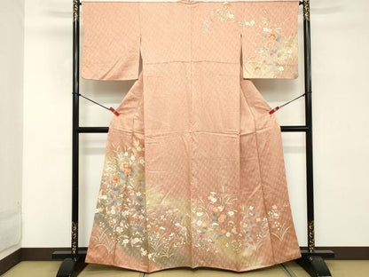 平和屋着物■訪問着 草花文 暈し染め たたき染め 金彩 正絹 逸品 DABD2588cd
