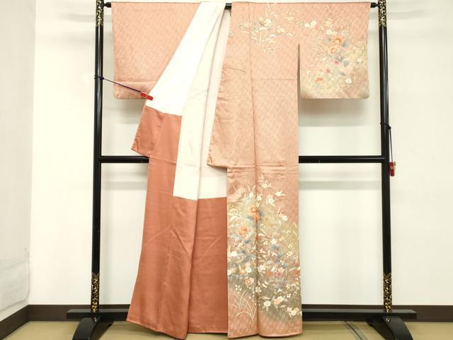 平和屋着物■訪問着 草花文 暈し染め たたき染め 金彩 正絹 逸品 DABD2588cd