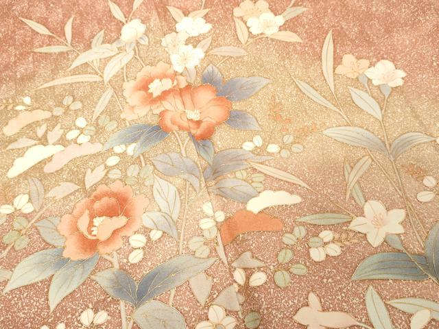 平和屋着物■訪問着 草花文 暈し染め たたき染め 金彩 正絹 逸品 DABD2588cd