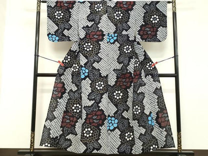 平和屋着物∴夏物 浴衣 有松鳴海絞り 草花文 綿 逸品 DABD2604cd