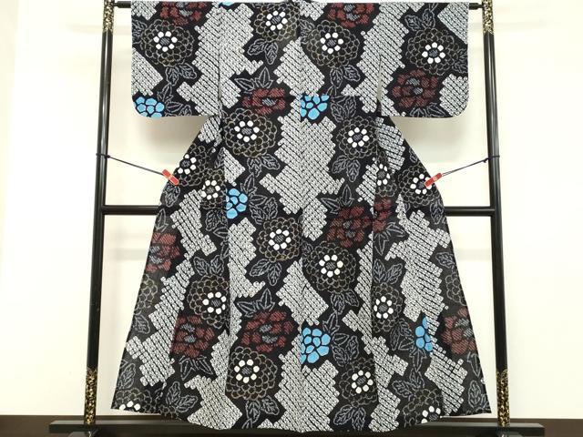 平和屋着物∴夏物 浴衣 有松鳴海絞り 草花文 綿 逸品 DABD2604cd