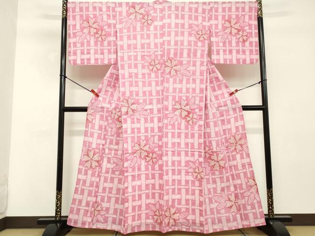 平和屋着物∴夏物 浴衣 有松鳴海絞り 草花文 綿 逸品 未使用 DABD2607cd