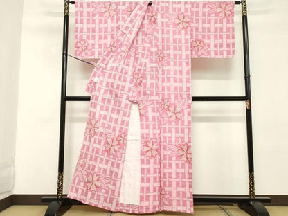 平和屋着物∴夏物 浴衣 有松鳴海絞り 草花文 綿 逸品 未使用 DABD2607cd