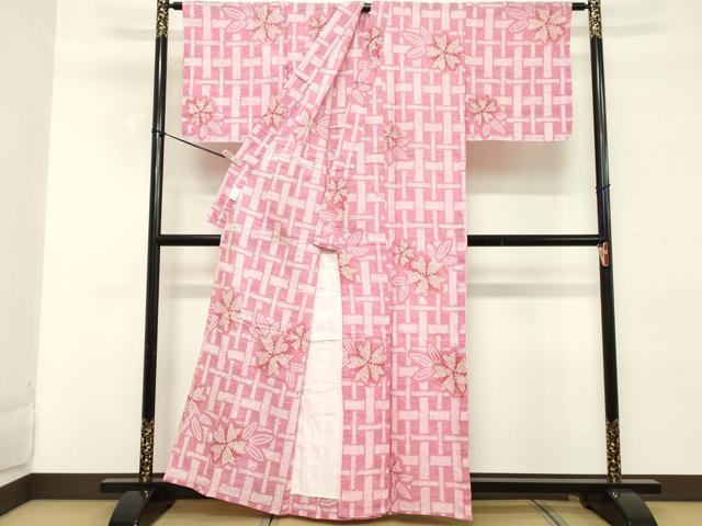 平和屋着物∴夏物 浴衣 有松鳴海絞り 草花文 綿 逸品 未使用 DABD2607cd