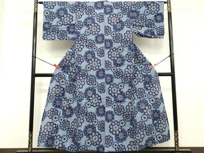 平和屋着物∴夏物　浴衣　舞花文　綿　逸品　DABD2609cd