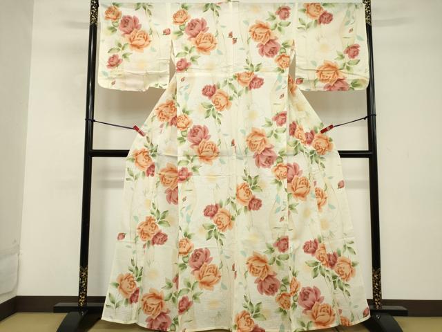 平和屋着物∴夏物 浴衣 草花文 綿 逸品 DABD2613cd