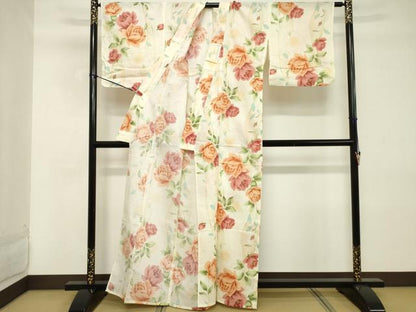 平和屋着物∴夏物 浴衣 草花文 綿 逸品 DABD2613cd