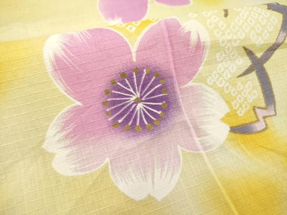 平和屋着物∴夏物 浴衣 綿紅梅 舞花文 暈し染め 金彩 綿 逸品 DABD2615cd