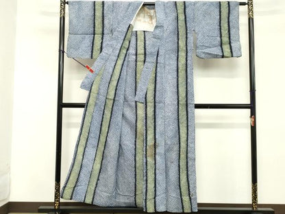 平和屋着物∴夏物　浴衣　有松鳴海絞り　縞　綿　逸品　DABD2625cd