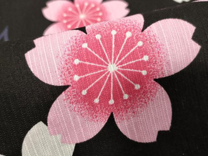 平和屋着物∴夏物 浴衣 舞桜文 黒地 綿 逸品 DABD2627cd