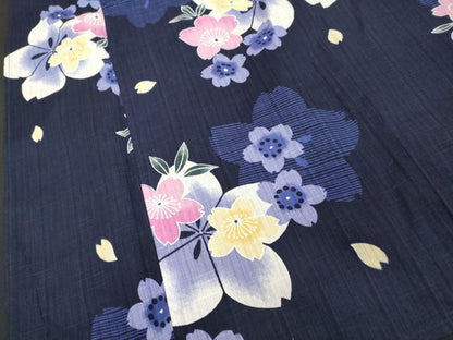 平和屋着物∴夏物 浴衣 舞桜文 綿 逸品 DABD2630cd