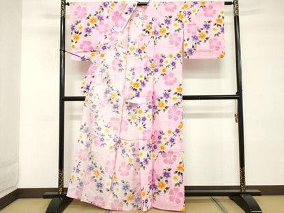 平和屋着物∴夏物 浴衣 花繋ぎ 綿 逸品 DABD2631cd